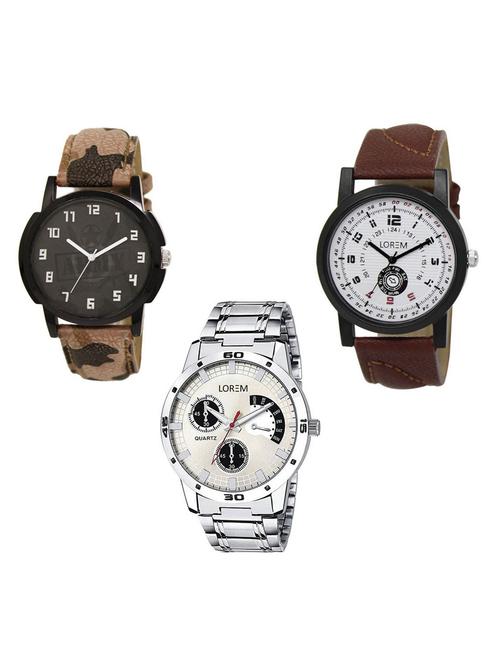 set of 3 analog watch combo -(lk-03-11-101) - 15684050 - Standard Image - 1