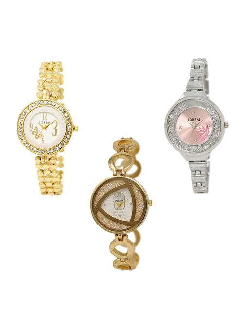 Set of 3 round dial analog watch combo -(LK203-226-239) - 15684057 - Very Small Image - 1