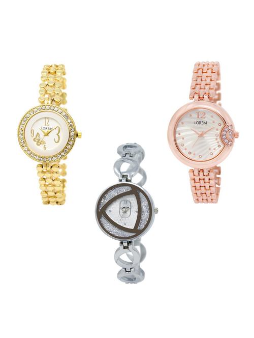 Set of 3 round dial analog watch combo -(LK203-228-240) - 15684128 - Very Small Image - 1
