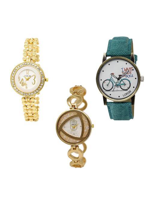 Set of 3 round dial analog watch combo -(LK203-229-239) - 15684154 - Very Small Image - 1