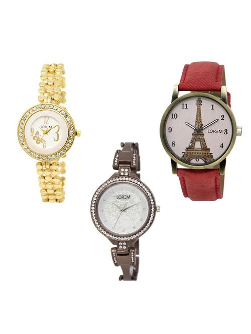 set of 3 round dial analog watch combo -(lk203-230-236) - 15684171 - Standard Image - 1