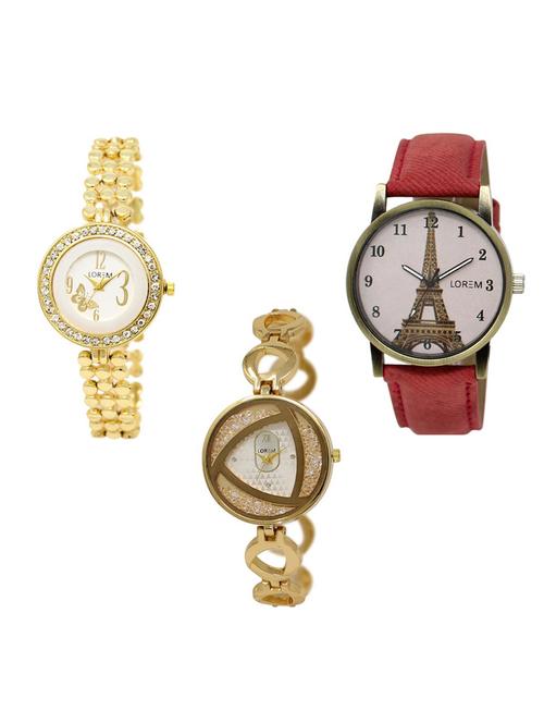Set of 3 round dial analog watch combo -(LK203-230-239) - 15684179 - Very Small Image - 1