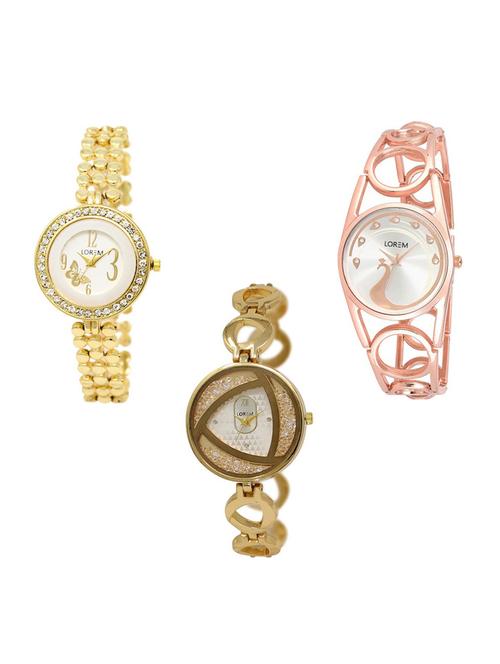 Set of 3 round dial analog watch combo -(LK203-232-239) - 15684206 - Very Small Image - 1