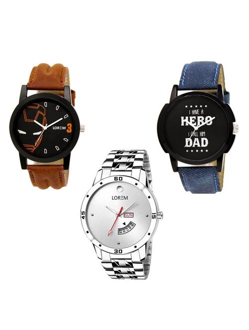 Set of 3 analog watch combo -(LK-04-07-103) - 15684229 - Very Small Image - 1