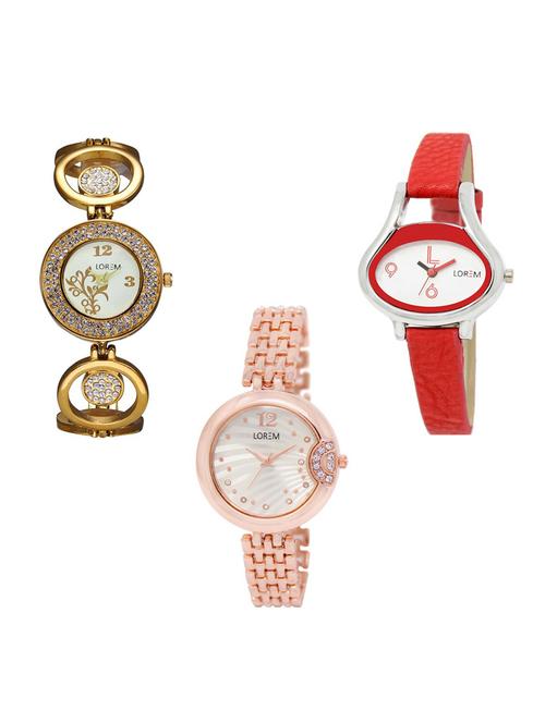 Set of 3 round dial analog watch combo -(LK204-206-228) - 15684414 - Very Small Image - 1
