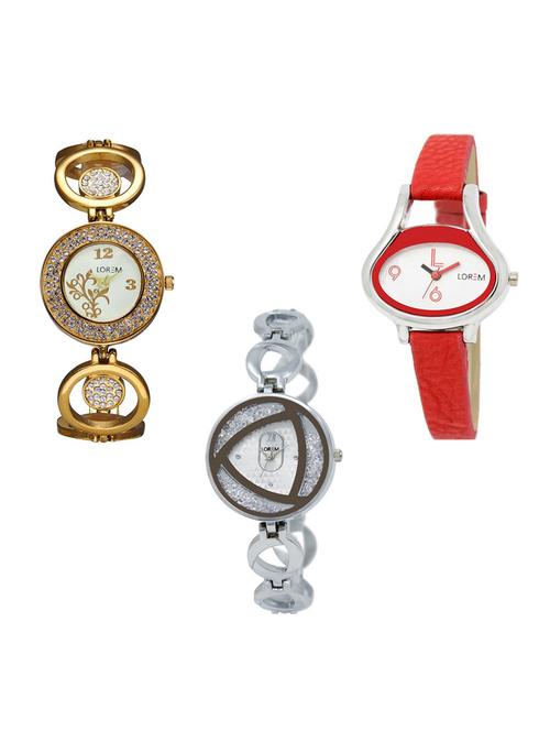 Set of 3 round dial analog watch combo -(LK204-206-240) - 15684447 - Very Small Image - 1