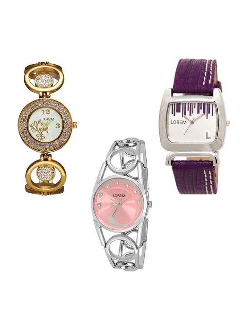 set of 3 round dial analog watch combo -(lk204-207-233) - 15684518 - Standard Image - 1