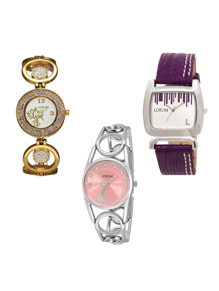 set of 3 round dial analog watch combo -(lk204-207-233) - 15684518 - Zoom Image - 1