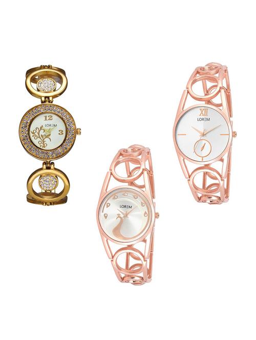 set of 3 round dial analog watch combo -(lk204-213-232) - 15684881 - Standard Image - 1