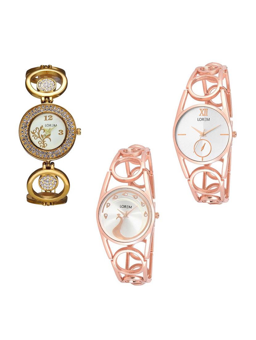 set of 3 round dial analog watch combo -(lk204-213-232) - 15684881 - Zoom Image - 1