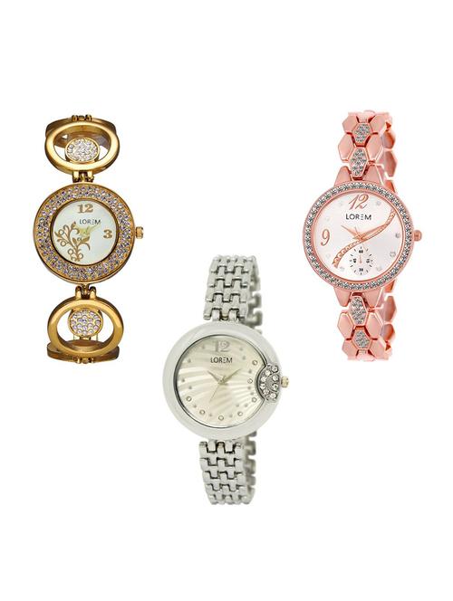 Set of 3 round dial analog watch combo -(LK204-215-227) - 15684929 - Very Small Image - 1