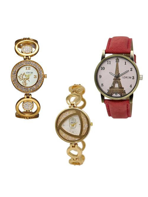 Set of 3 analog watch combo -(LK204-230-239) - 15685506 - Very Small Image - 1
