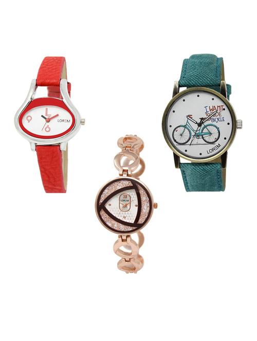 Set of 3 analog watch combo -(LK206-229-238) - 15686471 - Very Small Image - 1