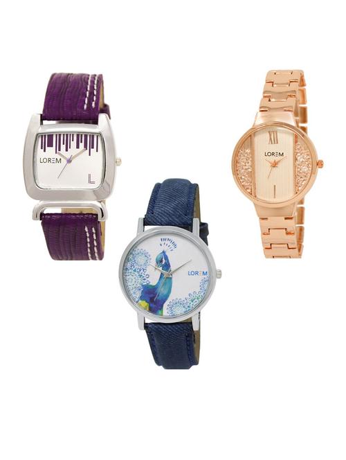 Set of 3 analog watch combo -(LK207-217-241) - 15686701 - Very Small Image - 1