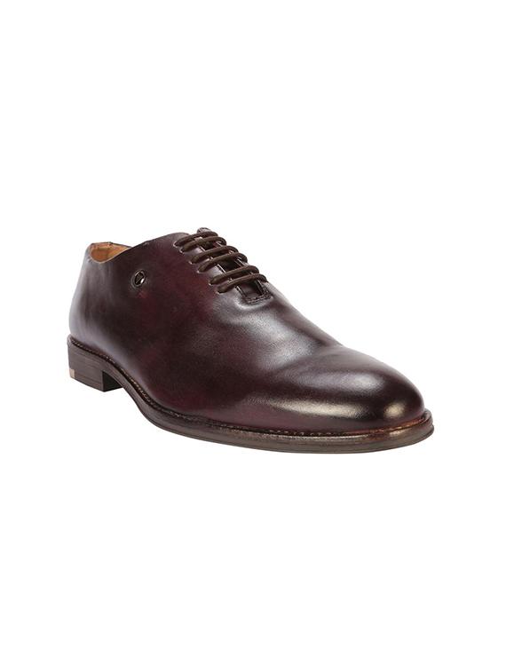 maroon Leather lace-up oxfords - 15688076 - Zoom Image - 1