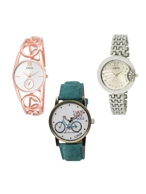 Set of 3 analog watch combo -(LK213-227-229) - 15689050 - Very Small Image - 1