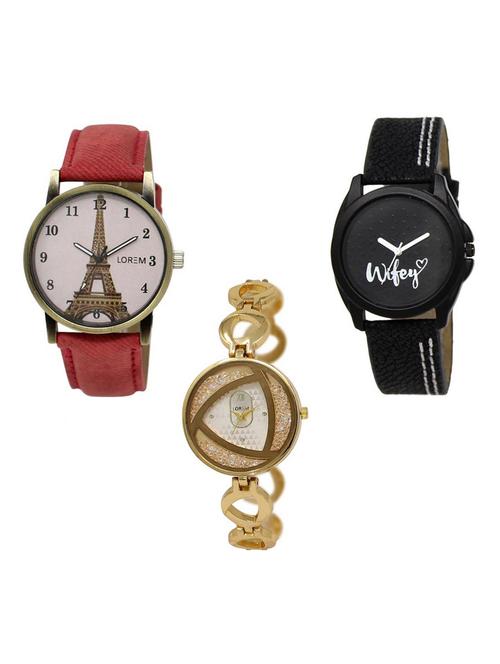 set of 3 analog watch combo - 15691282 - Very Small Image - 1