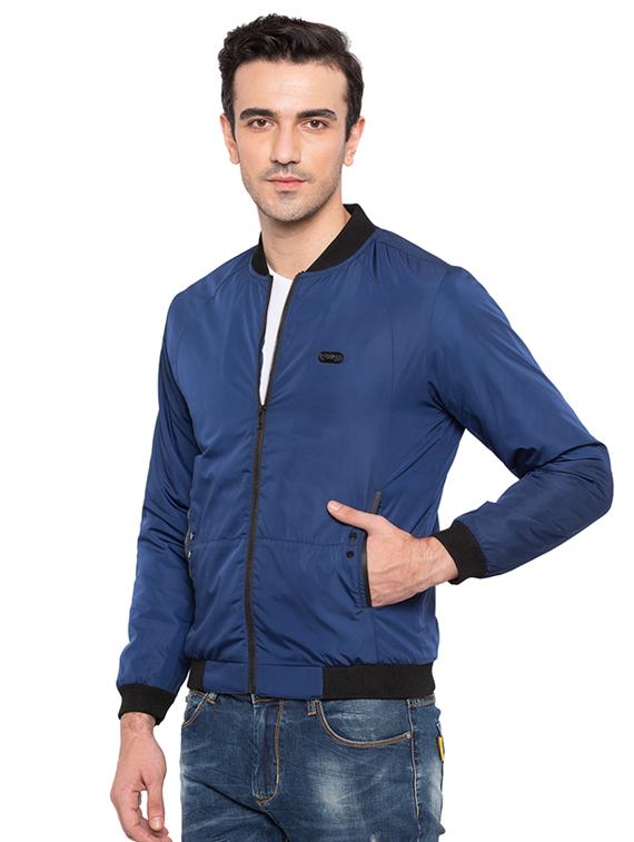 blue polyester blend bomber jacket - 15691509 - Zoom Image - 2