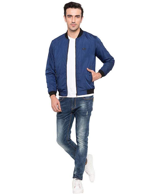 blue polyester blend bomber jacket - 15691509 - Zoom Image - 4