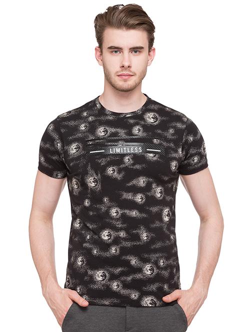 black cotton all over print t-shirt - 15691634 - Standard Image - 1