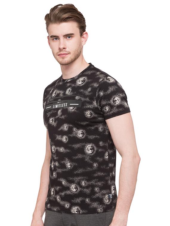 black cotton all over print t-shirt - 15691634 - Zoom Image - 2