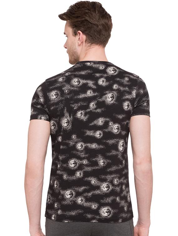 black cotton all over print t-shirt - 15691634 - Zoom Image - 3
