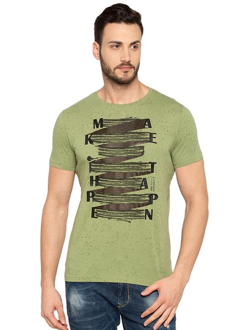 green cotton chest print t-shirt - 15691663 - Standard Image - 1