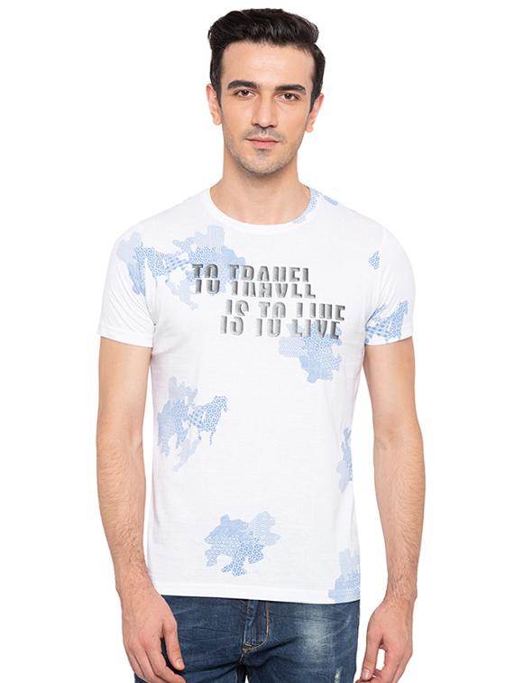 white cotton all over print t-shirt - 15691670 - Zoom Image - 1