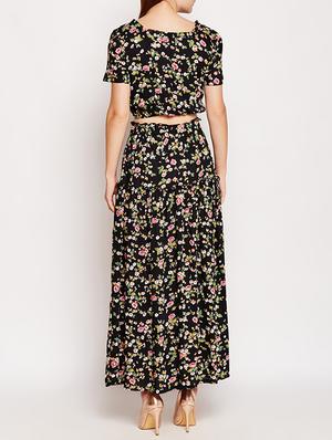 tie up hem floral top skirt set - 15691774 - Standard Image - 3