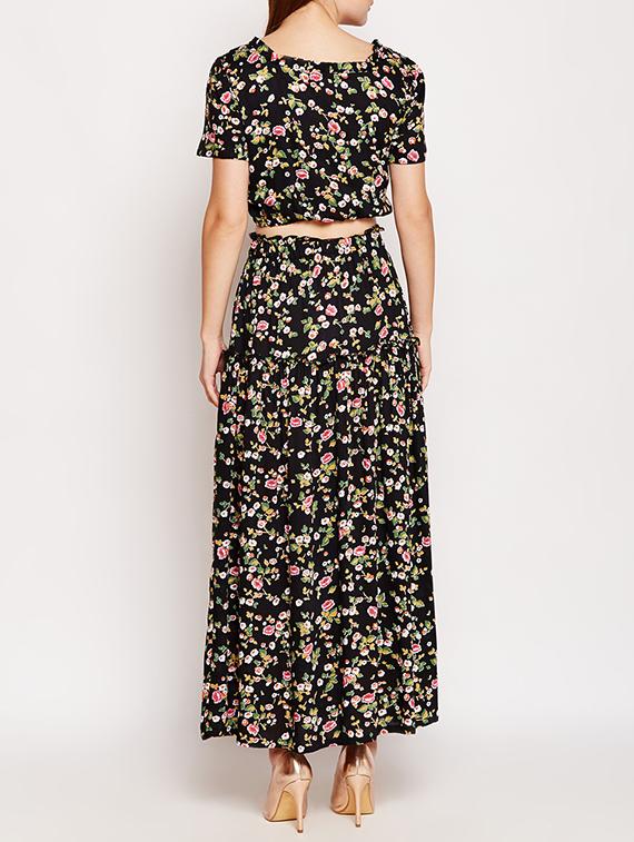tie up hem floral top skirt set - 15691774 - Zoom Image - 3