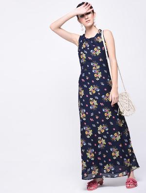 pleated neck floral dress - 15692015 - Standard Image - 3