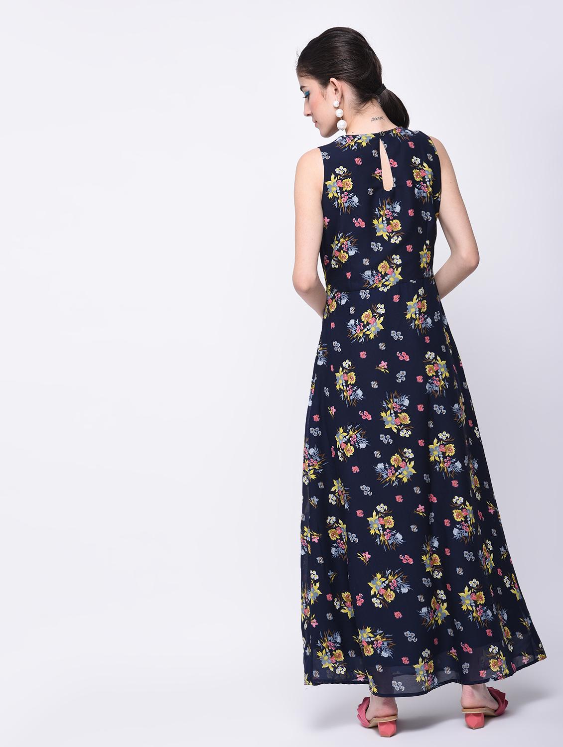 pleated neck floral dress - 15692015 - Zoom Image - 2
