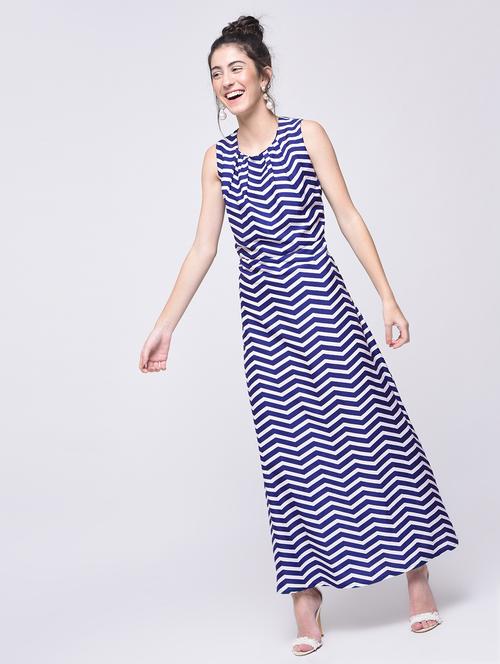 pleated neck chevron maxi dress - 15692016 - Standard Image - 1