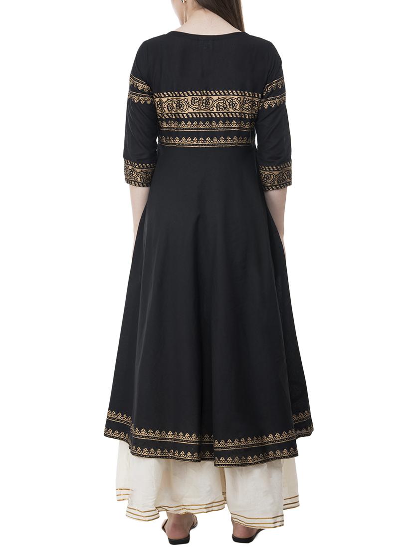 a-line block print kurta - 15692734 - Zoom Image - 3