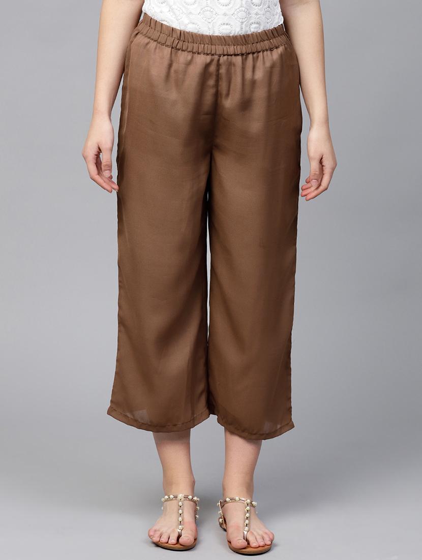 brown elasticated waist palazzo - 15693898 - Zoom Image - 1