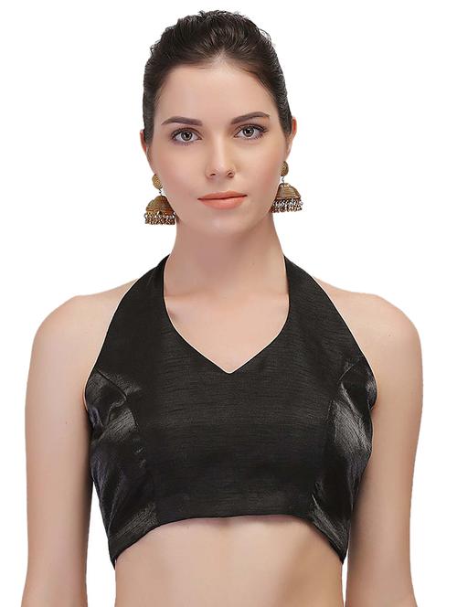 Solid brocade backless blouse - 15693931 - Standard Image - 1
