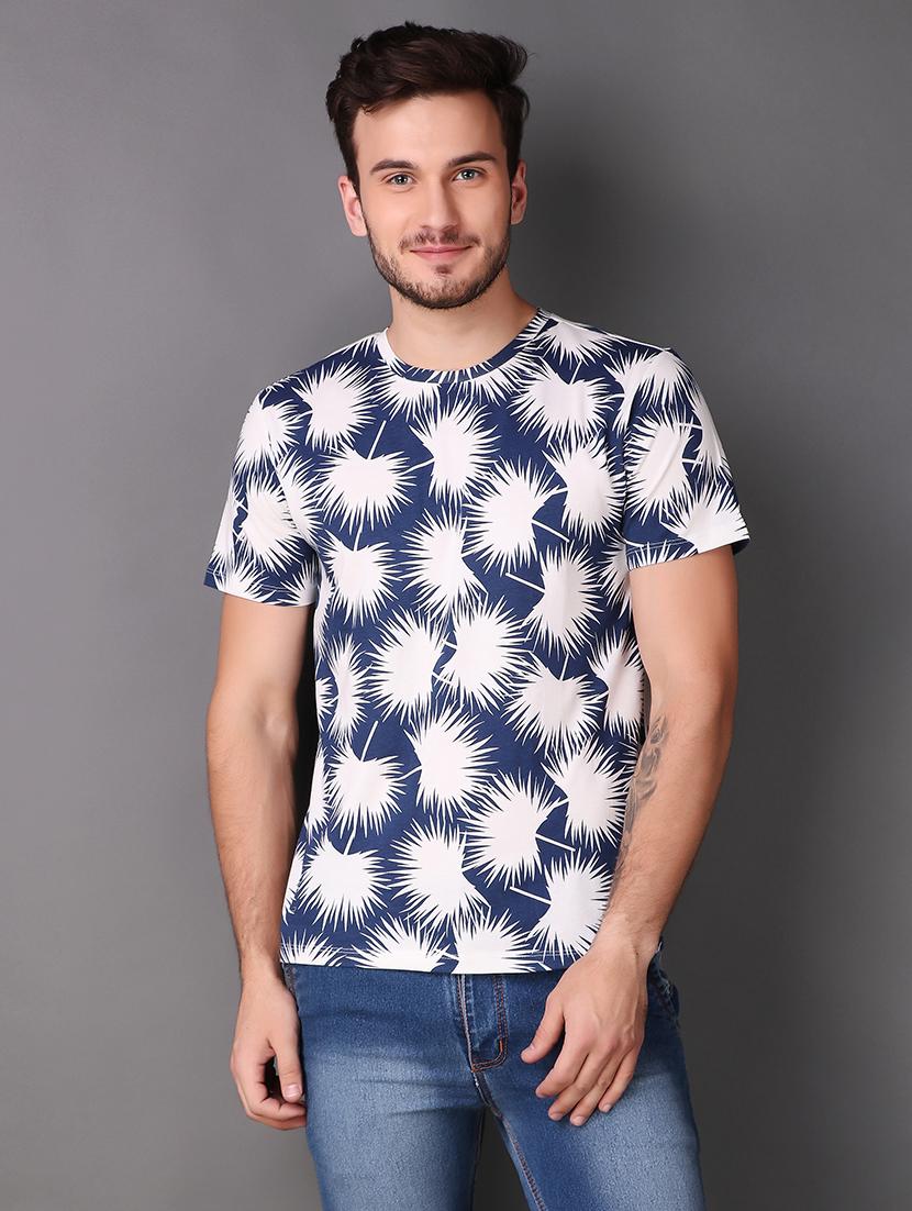 navy blue cotton all over print t-shirt - 15695195 - Zoom Image - 1
