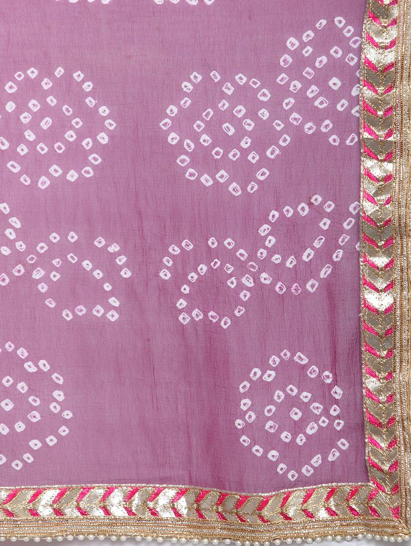 gota lace border leheriya saree with blouse - 15695312 - Zoom Image - 4