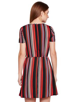 tie up front striped a-line dress - 15695461 - Standard Image - 3