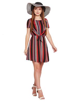 tie up front striped a-line dress - 15695461 - Standard Image - 4