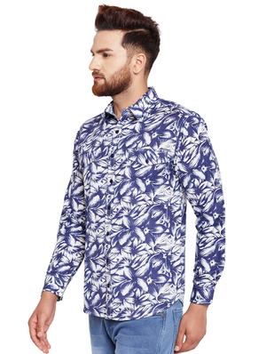 blue cotton casual shirt - 15695529 - Standard Image - 2