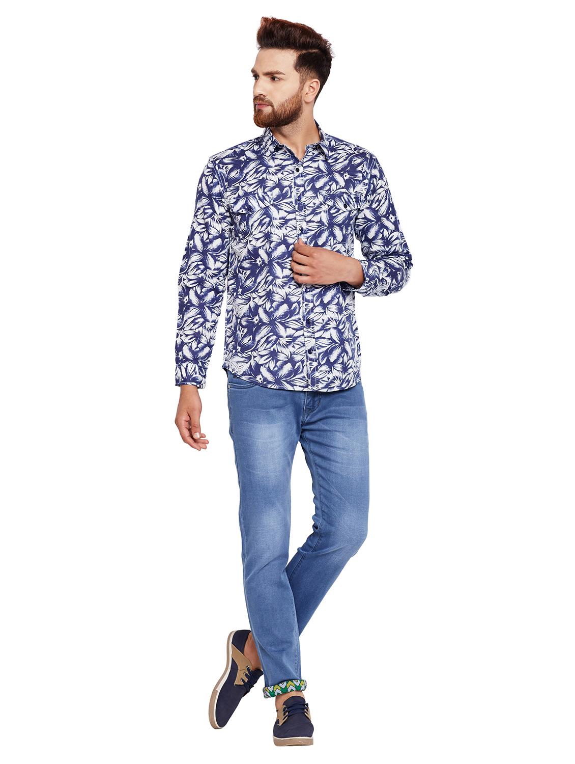 blue cotton casual shirt - 15695529 - Zoom Image - 4