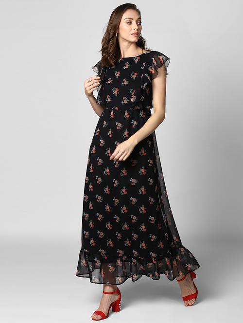 boat neck floral maxi dress - 15695668 - Standard Image - 1