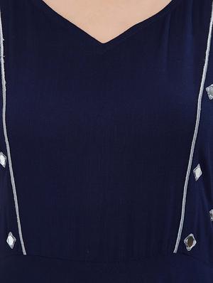 a-line mirror work piping kurta - 15695685 - Standard Image - 4