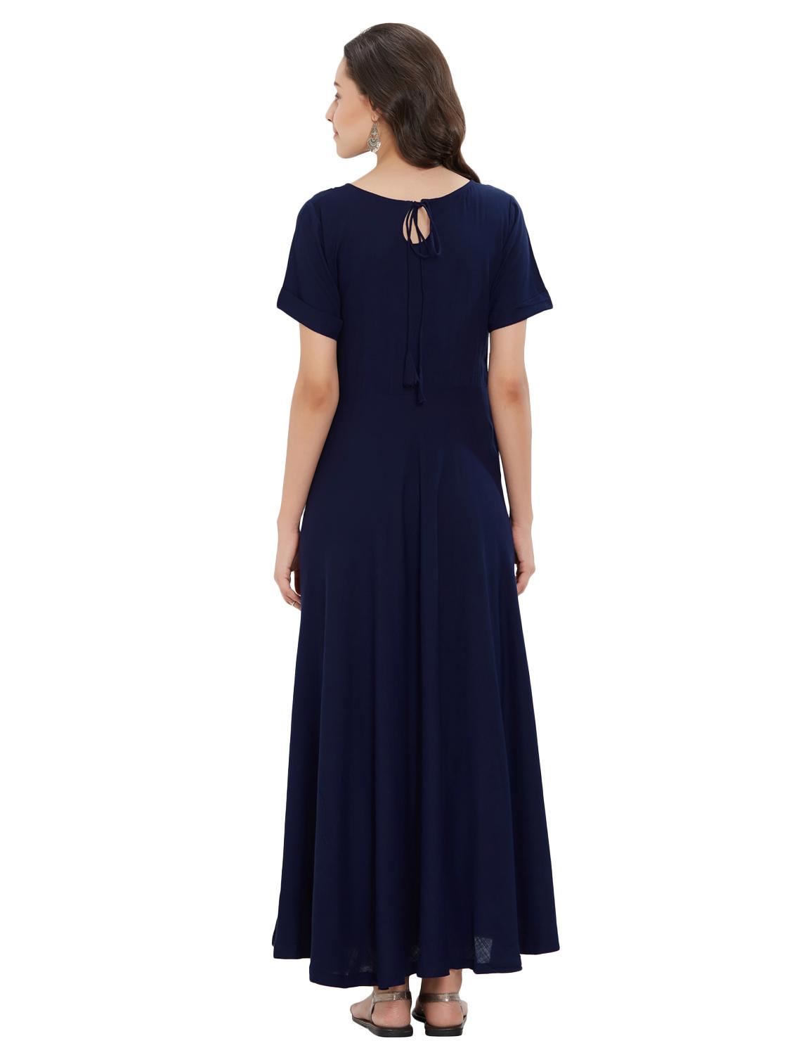 a-line mirror work piping kurta - 15695685 - Zoom Image - 3