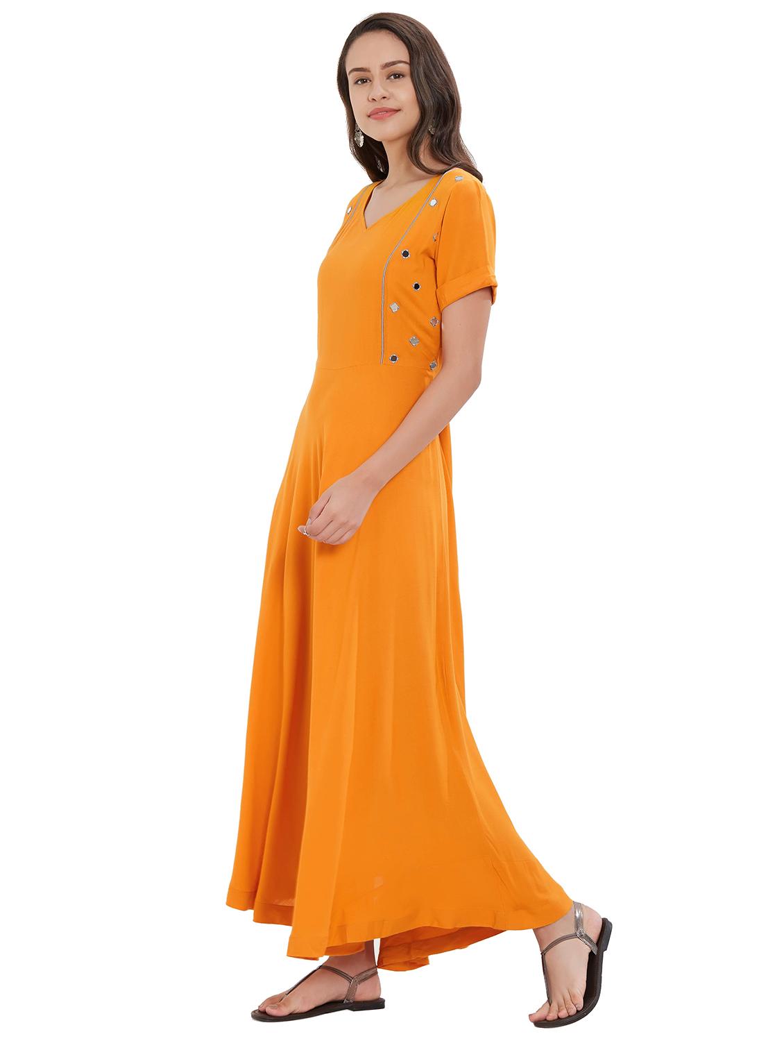 a-line mirror work kurta - 15695687 - Zoom Image - 2