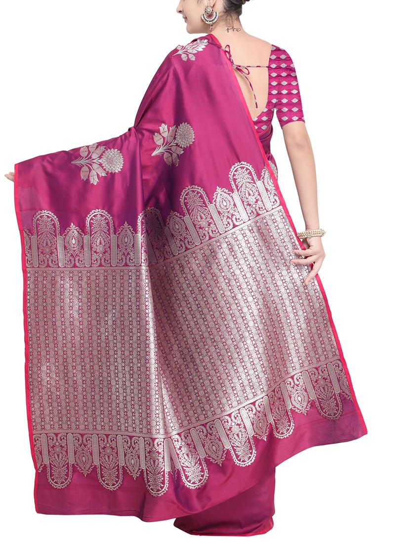 zari floral woven saree with blouse - 15695875 - Zoom Image - 2