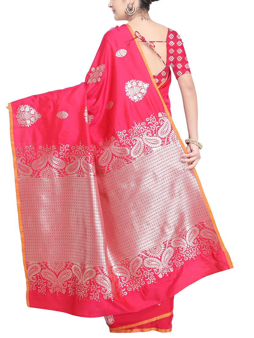 zari floral woven saree with blouse - 15695881 - Zoom Image - 2