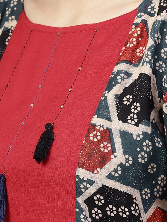 kaantha layered kurta with tassels - 15696054 - Zoom Image - 4