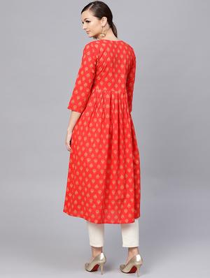 flared printed kurta - 15696056 - Standard Image - 3